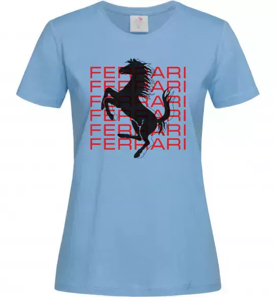Жіноча футболка Ferrari logo і написи Блакитний фото