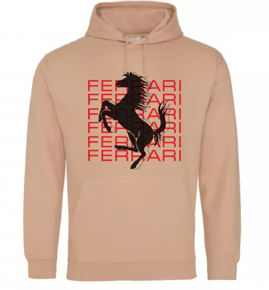 Мужская толстовка (худи) Ferrari logo і написи Песочный фото