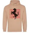 Мужская толстовка (худи) Ferrari logo і написи Песочный фото