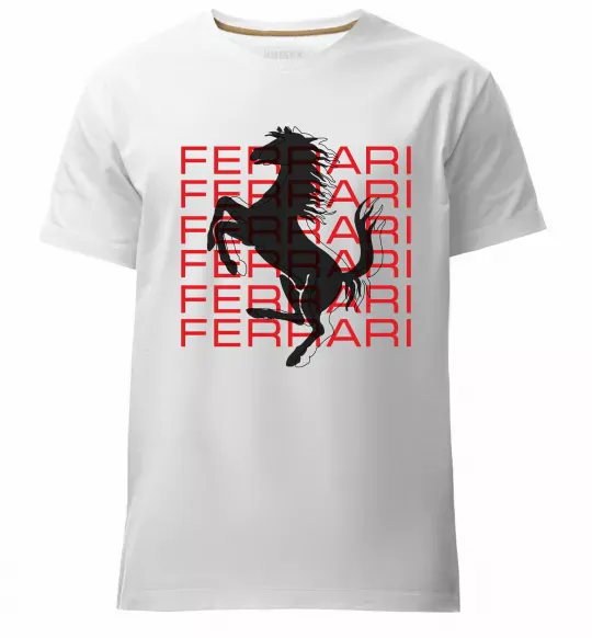Чоловіча преміум футболка Ferrari logo і написи Білий фото