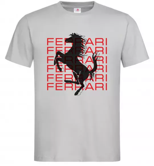 Чоловіча футболка Ferrari logo і написи Сірий фото