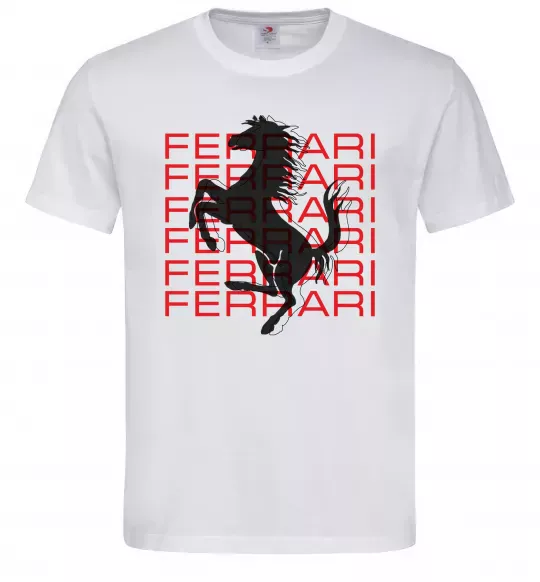Чоловіча футболка Ferrari logo і написи Білий фото