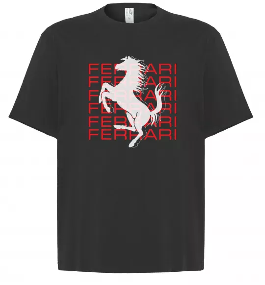 Футболка Оверсайз Ferrari logo і написи Черный фото