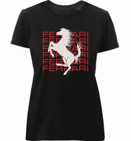 Женская премиум футболка Logo Ferrari Белый фото Женская премиум футболка Logo Ferrari Белый фото
