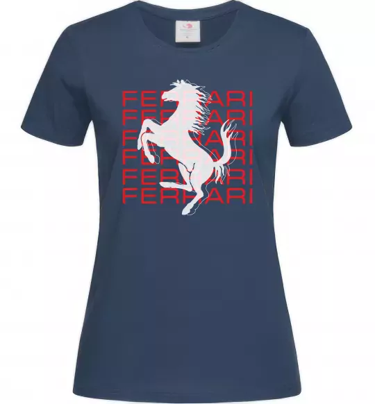 Жіноча футболка Ferrari logo і написи Темно-синій фото