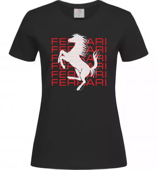 Жіноча футболка Ferrari logo і написи Чорний фото
