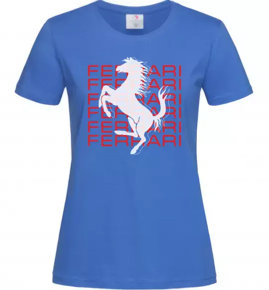 Жіноча футболка Ferrari logo і написи Яскраво-синій фото