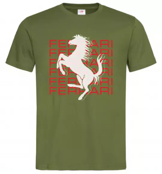 Чоловіча футболка Ferrari logo і написи Оливковий фото