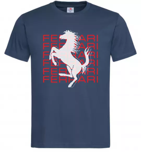 Чоловіча футболка Ferrari logo і написи Темно-синій фото
