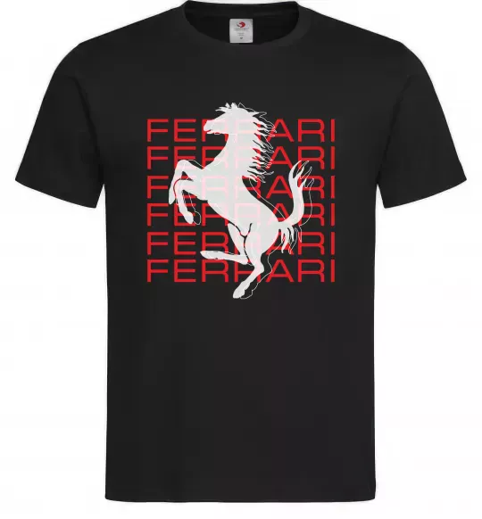 Чоловіча футболка Ferrari logo і написи Чорний фото