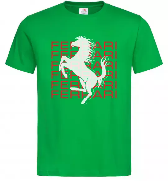 Чоловіча футболка Ferrari logo і написи Зелений фото