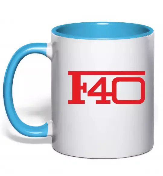 Чашка з кольоровою ручкою Ferrari F40 Блакитний фото