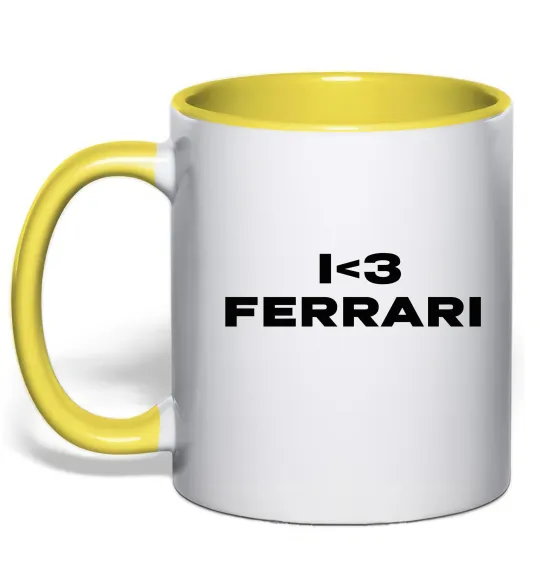 Чашка з кольоровою ручкою I <3 Ferrari Лимонний фото