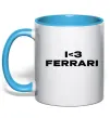 Чашка з кольоровою ручкою I <3 Ferrari Блакитний фото