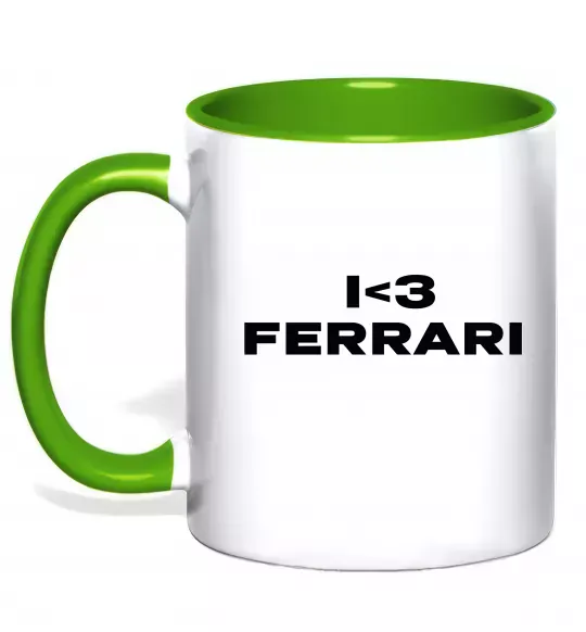 Чашка з кольоровою ручкою I <3 Ferrari Зелений фото