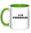Чашка з кольоровою ручкою I <3 Ferrari Зелений фото