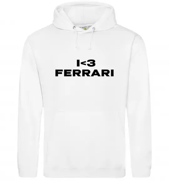 Мужская толстовка (худи) I <3 Ferrari Белый фото