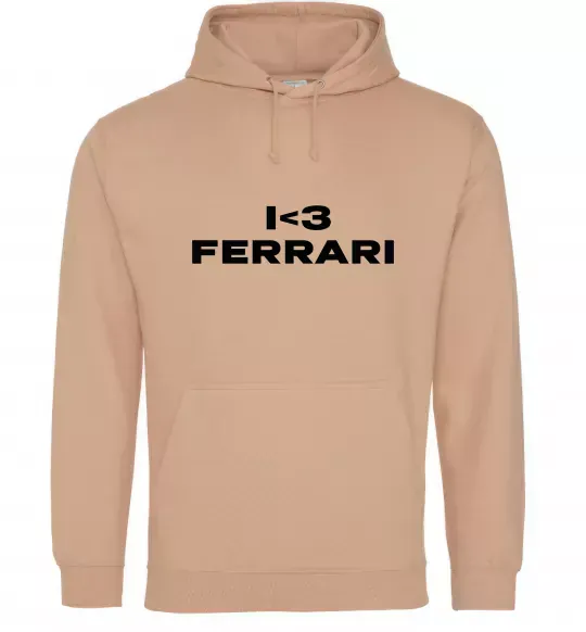 Мужская толстовка (худи) I <3 Ferrari Песочный фото