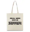 Эко-сумка Real men drive Ferrari Бежевый фото