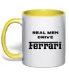 Чашка з кольоровою ручкою Real men drive Ferrari Сонячно жовтий фото