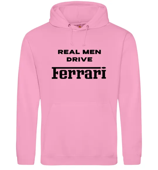 Мужская толстовка (худи) Real men drive Ferrari Розовый фото