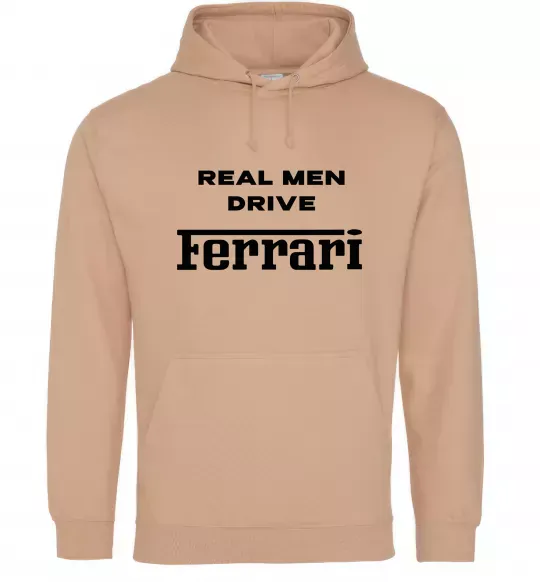 Чоловіча толстовка (худі) Real men drive Ferrari Пісочний фото
