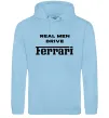 Мужская толстовка (худи) Real men drive Ferrari Голубой фото