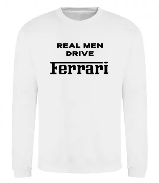 Світшот Real men drive Ferrari Білий фото