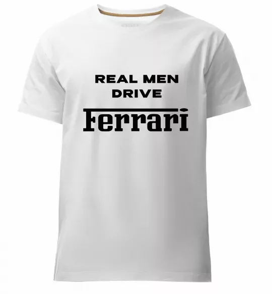 Мужская премиум футболка Real men drive Ferrari Белый фото