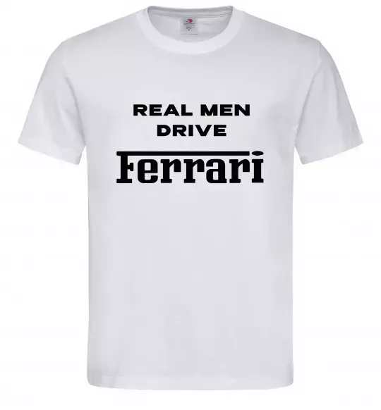 Мужская футболка Real men drive Ferrari Белый фото