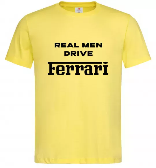 Мужская футболка Real men drive Ferrari Лимонный фото