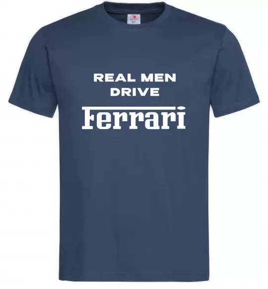 Мужская футболка Real men drive Ferrari Темно-синий фото