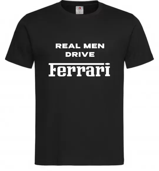 Мужская футболка Real men drive Ferrari Черный фото