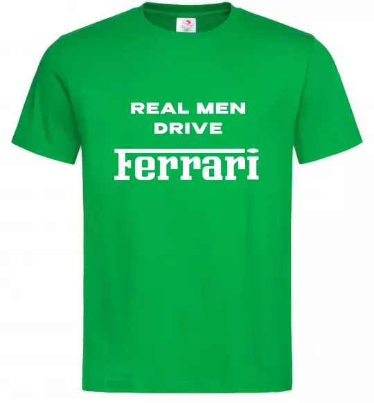 Мужская футболка Real men drive Ferrari Зеленый фото