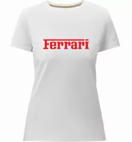 Женская премиум футболка Logo Ferrari Белый фото Женская премиум футболка Logo Ferrari Белый фото