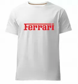 Мужская премиум футболка Logo Ferrari Белый фото Мужская премиум футболка Logo Ferrari Белый фото