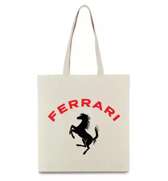 Эко-сумка Ferrari напис та лого Бежевый фото
