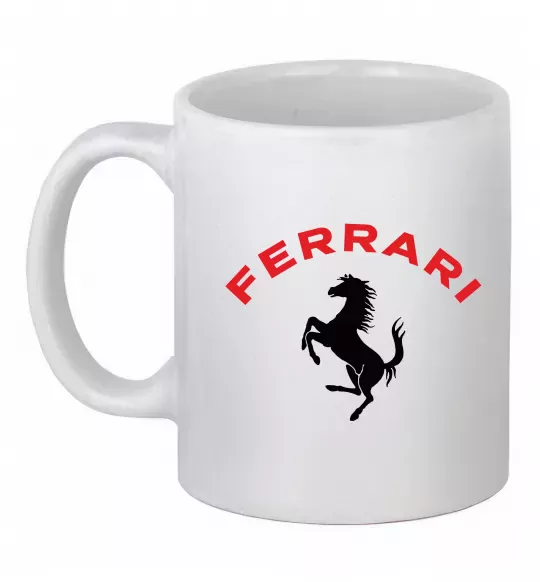Чашка керамическая Ferrari напис та лого Белый фото