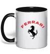 Чашка с цветной ручкой Ferrari напис та лого Черный фото
