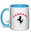 Чашка с цветной ручкой Ferrari напис та лого Голубой фото