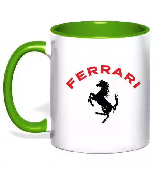 Чашка с цветной ручкой Ferrari напис та лого Зеленый фото