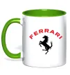 Чашка с цветной ручкой Ferrari напис та лого Зеленый фото