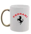 Чашка с цветной ручкой Ferrari напис та лого Золото фото