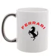 Чашка с цветной ручкой Ferrari напис та лого Серебро фото
