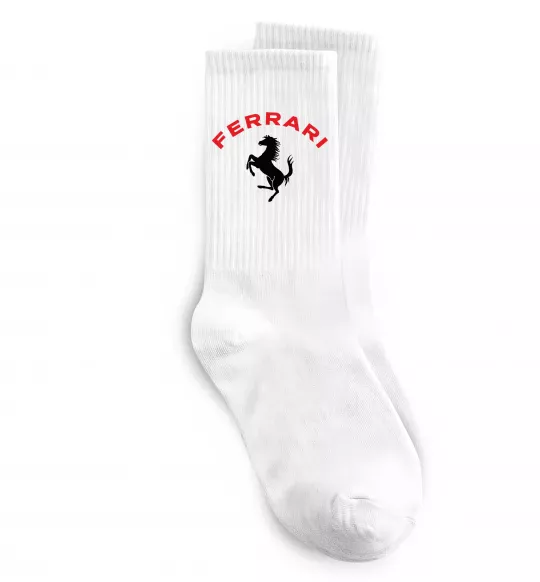 Носки Ferrari напис та лого Белый фото
