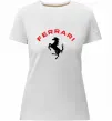 Женская премиум футболка Ferrari напис та лого Белый фото