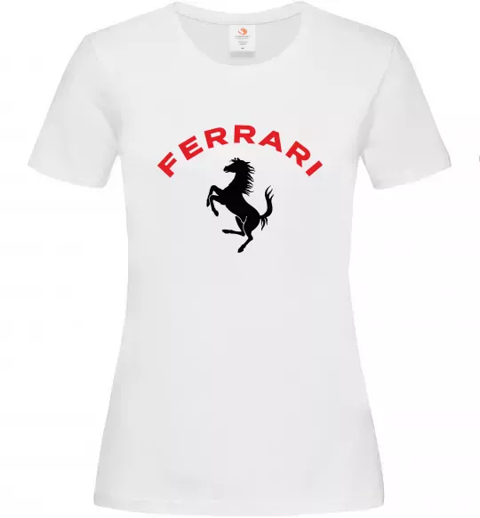 Жіноча футболка Ferrari напис та лого Білий фото