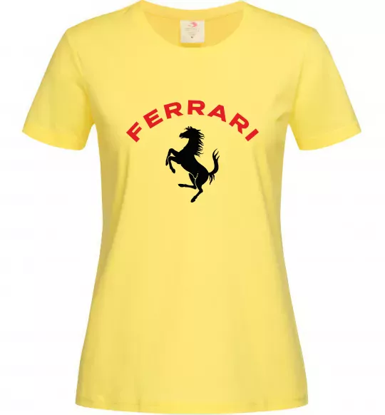 Жіноча футболка Ferrari напис та лого Лимонний фото