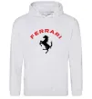 Мужская толстовка (худи) Ferrari напис та лого Серый меланж фото