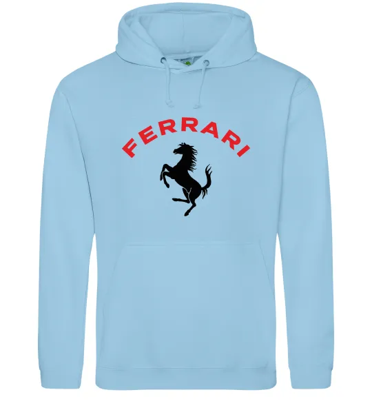 Чоловіча толстовка (худі) Ferrari напис та лого Блакитний фото